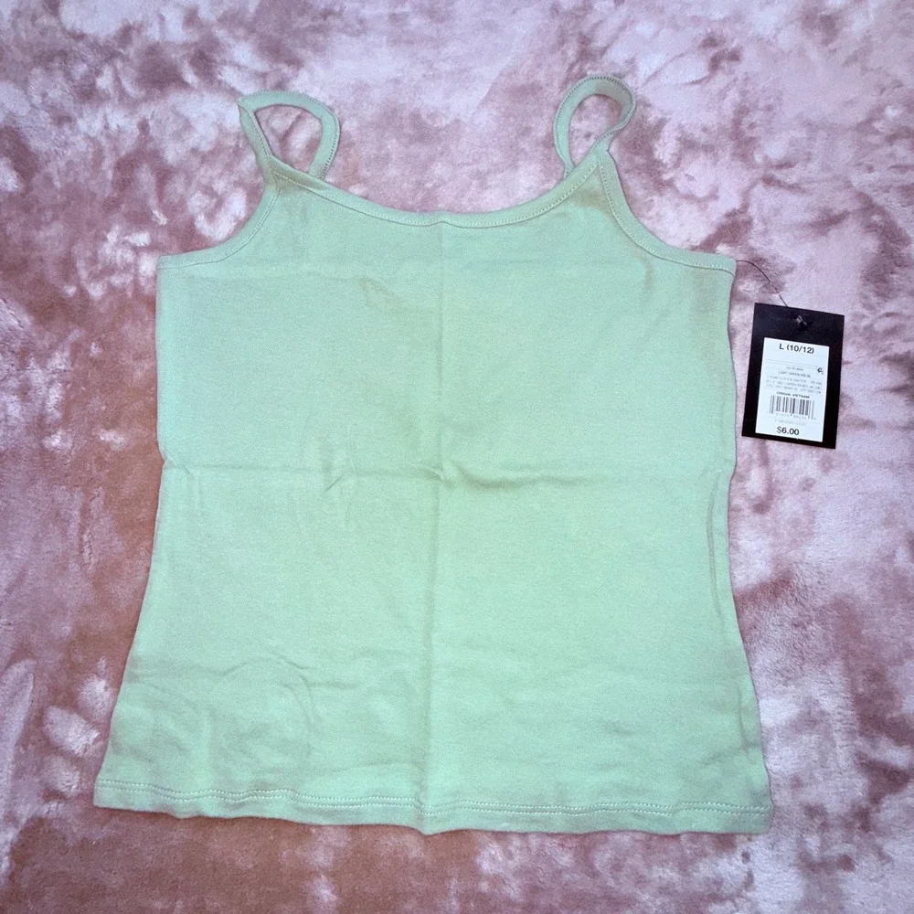 Art Class Camisole Tank Top Girls L 10/12 Light Green New NWT Spaghetti‎ Strap